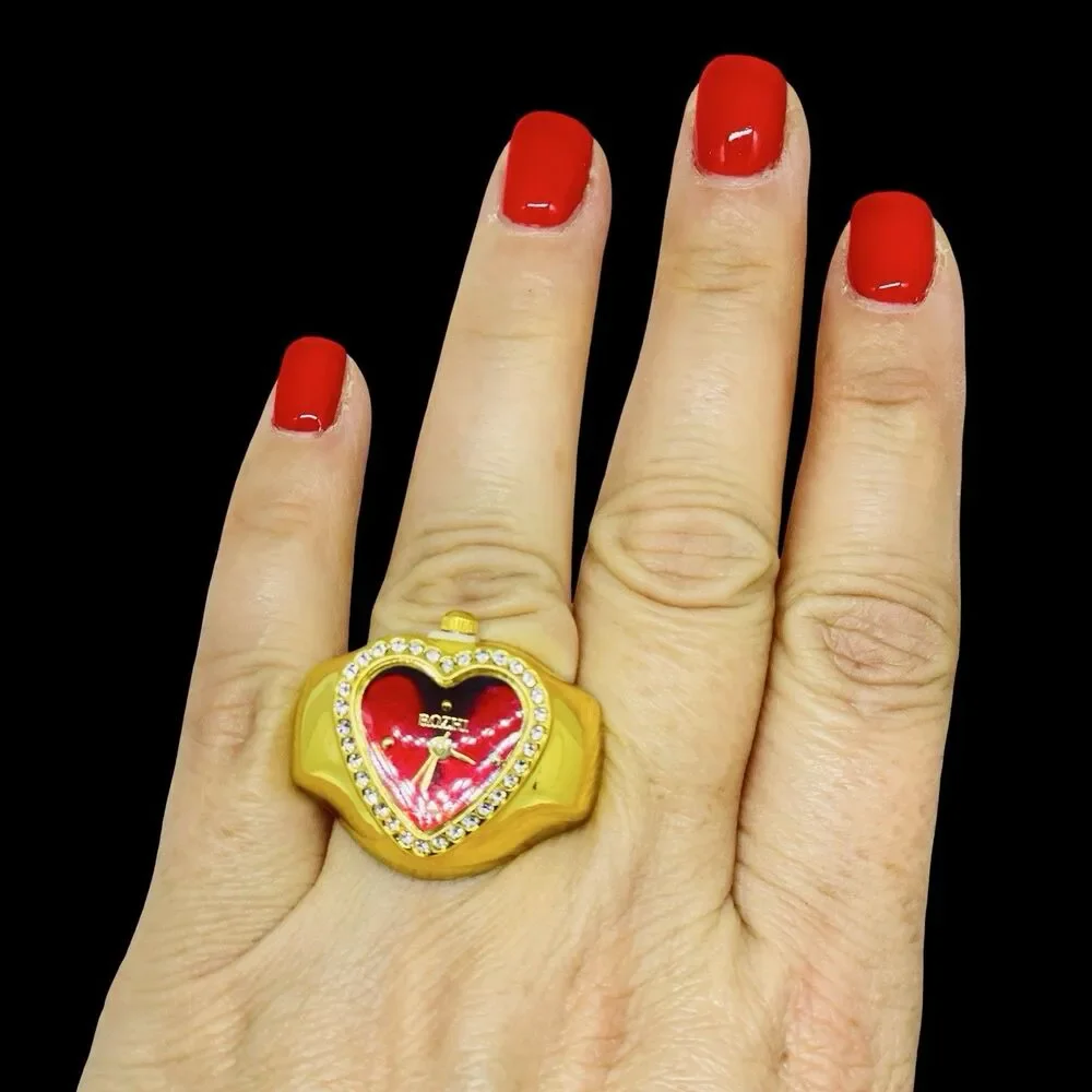 BOZHI Ring Watch Gold Design With Crystals New